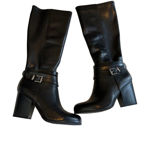 Bar III Paisley Black Knee High Boots Block Heel Size 9M - Picture 3 of 9